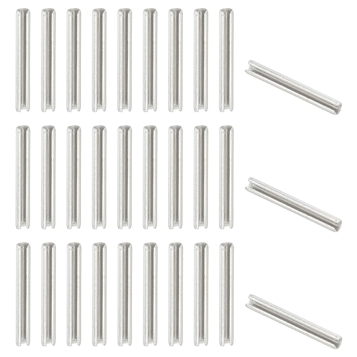 Slotted Spring Pin, 50 Pcs 1/8" x 3/4" (3.2mm x 20mm) 304 Stainless Steel Split Roll Pins Spring Dowel for Home Improvement Automotive Machine Repair, Silver - Colors B