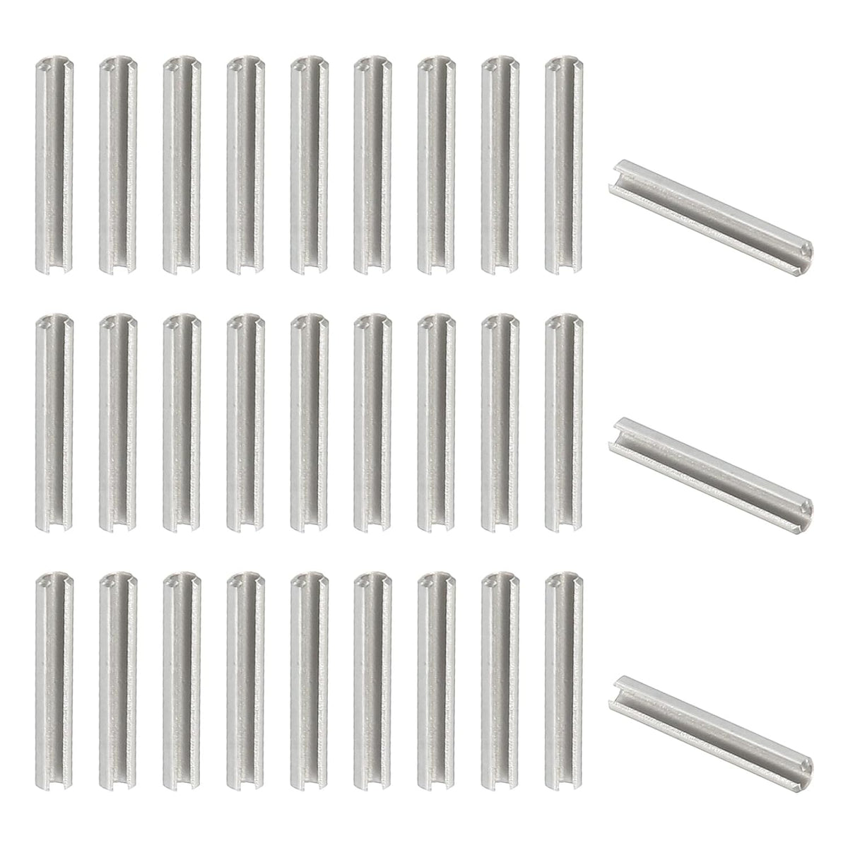 Slotted Spring Pin, 50 Pcs 1/8" x 3/4" (3.2mm x 20mm) 304 Stainless Steel Split Roll Pins Spring Dowel for Home Improvement Automotive Machine Repair, Silver - Colors B