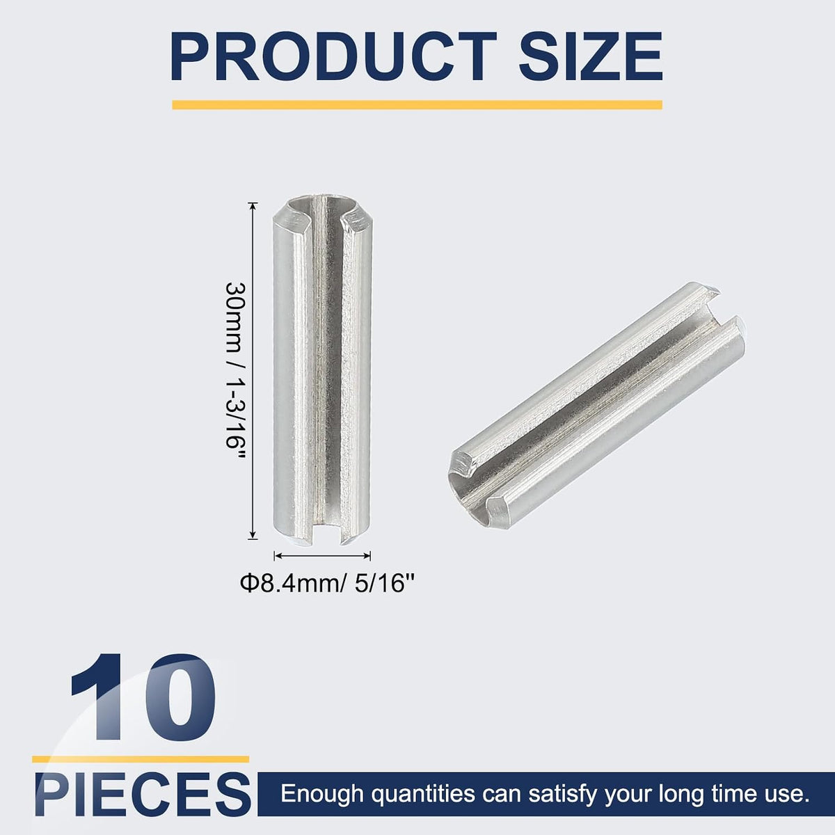 Slotted Spring Pin, 50 Pcs 1/8" x 3/4" (3.2mm x 20mm) 304 Stainless Steel Split Roll Pins Spring Dowel for Home Improvement Automotive Machine Repair, Silver - Colors B