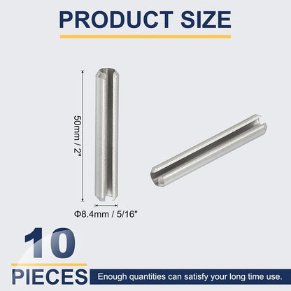 Slotted Spring Pin, 50 Pcs 1/8" x 3/4" (3.2mm x 20mm) 304 Stainless Steel Split Roll Pins Spring Dowel for Home Improvement Automotive Machine Repair, Silver - Colors B