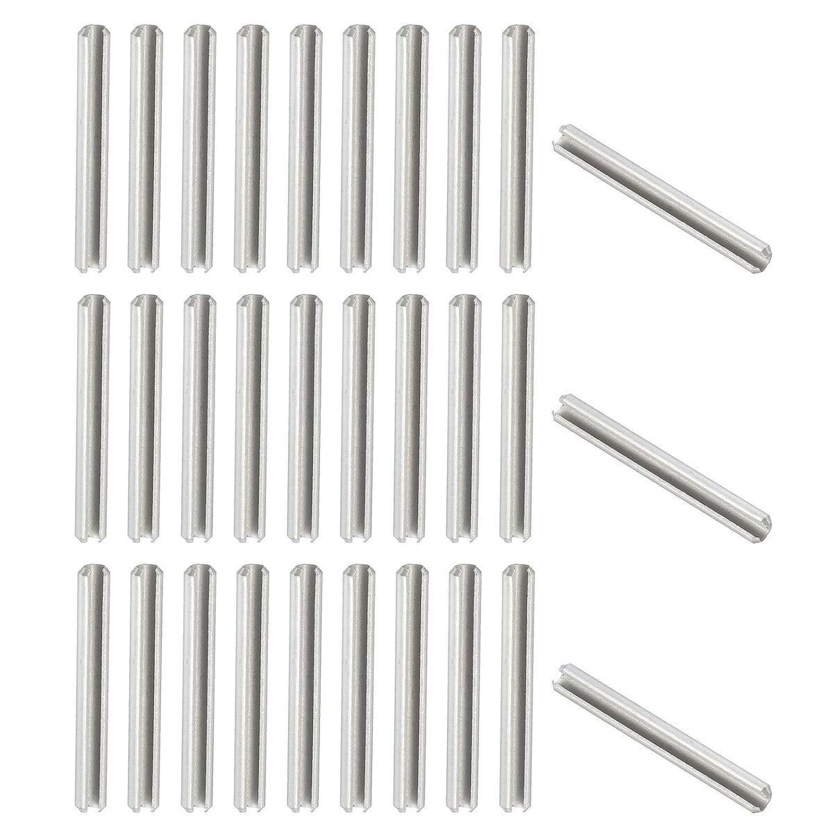 Slotted Spring Pin, 50 Pcs 1/8" x 3/4" (3.2mm x 20mm) 304 Stainless Steel Split Roll Pins Spring Dowel for Home Improvement Automotive Machine Repair, Silver - Colors B