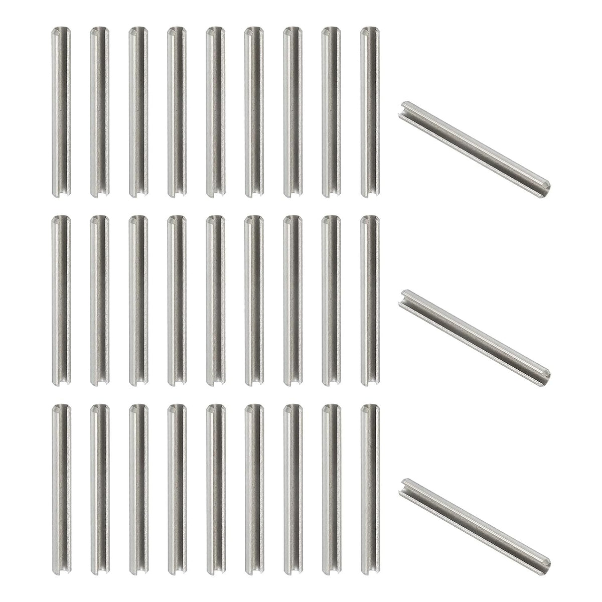 Slotted Spring Pin, 50 Pcs 1/8" x 3/4" (3.2mm x 20mm) 304 Stainless Steel Split Roll Pins Spring Dowel for Home Improvement Automotive Machine Repair, Silver - Colors B