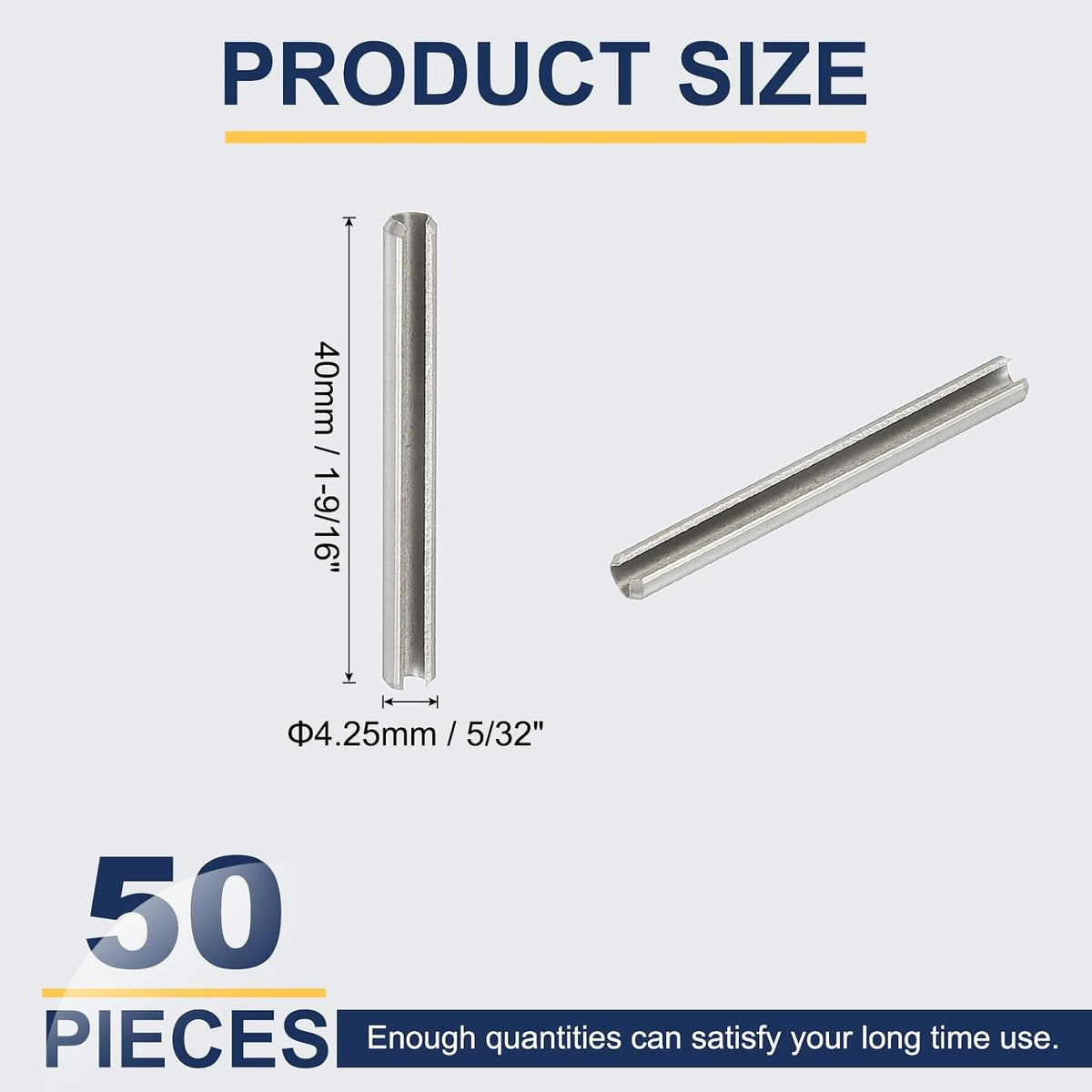 Slotted Spring Pin, 50 Pcs 1/8" x 3/4" (3.2mm x 20mm) 304 Stainless Steel Split Roll Pins Spring Dowel for Home Improvement Automotive Machine Repair, Silver - Colors B