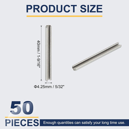 Slotted Spring Pin, 50 Pcs 1/8" x 3/4" (3.2mm x 20mm) 304 Stainless Steel Split Roll Pins Spring Dowel for Home Improvement Automotive Machine Repair, Silver - Colors B