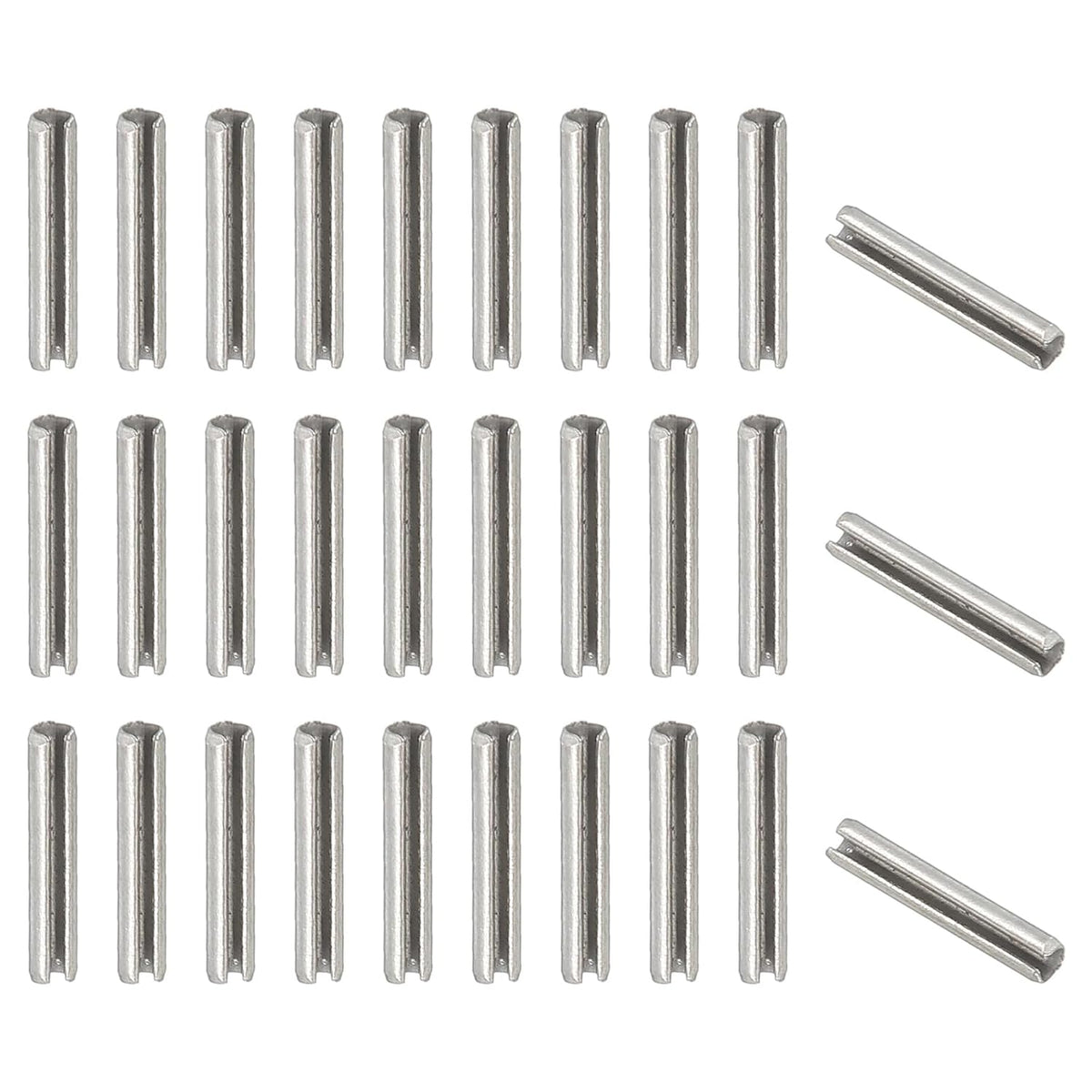 Slotted Spring Pin, 50 Pcs 1/8" x 3/4" (3.2mm x 20mm) 304 Stainless Steel Split Roll Pins Spring Dowel for Home Improvement Automotive Machine Repair, Silver - Colors B