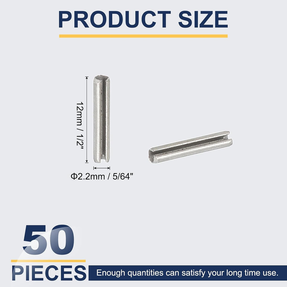 Slotted Spring Pin, 50 Pcs 1/8" x 3/4" (3.2mm x 20mm) 304 Stainless Steel Split Roll Pins Spring Dowel for Home Improvement Automotive Machine Repair, Silver - Colors B