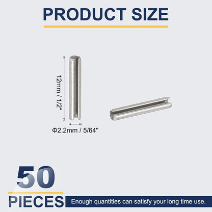 Slotted Spring Pin, 50 Pcs 1/8" x 3/4" (3.2mm x 20mm) 304 Stainless Steel Split Roll Pins Spring Dowel for Home Improvement Automotive Machine Repair, Silver - Colors B