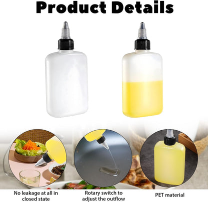 Oil Dispenser Bottle for Camping & Cooking, 4oz Squeeze Condiment Bottle, 2 Pack, High Density Polyethylene, 118.29ml, Reusable, Leak-proof Screw Cap