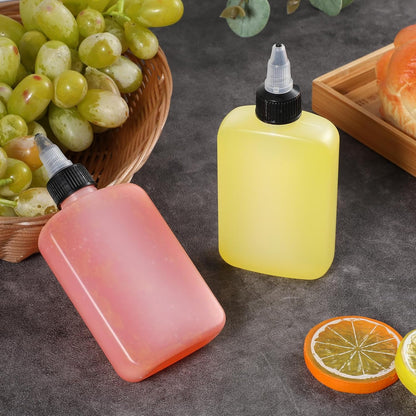 Oil Dispenser Bottle for Camping & Cooking, 4oz Squeeze Condiment Bottle, 2 Pack, High Density Polyethylene, 118.29ml, Reusable, Leak-proof Screw Cap