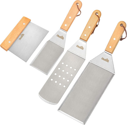 Metal Spatula and Bench Scraper Set for Griddle