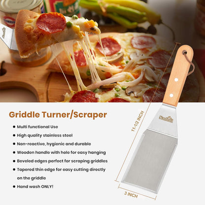 Metal Spatula and Bench Scraper Set for Griddle