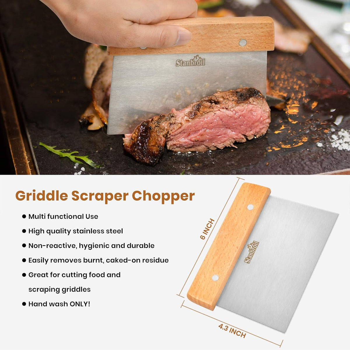 Metal Spatula and Bench Scraper Set for Griddle
