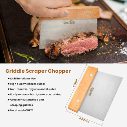 Metal Spatula and Bench Scraper Set for Griddle
