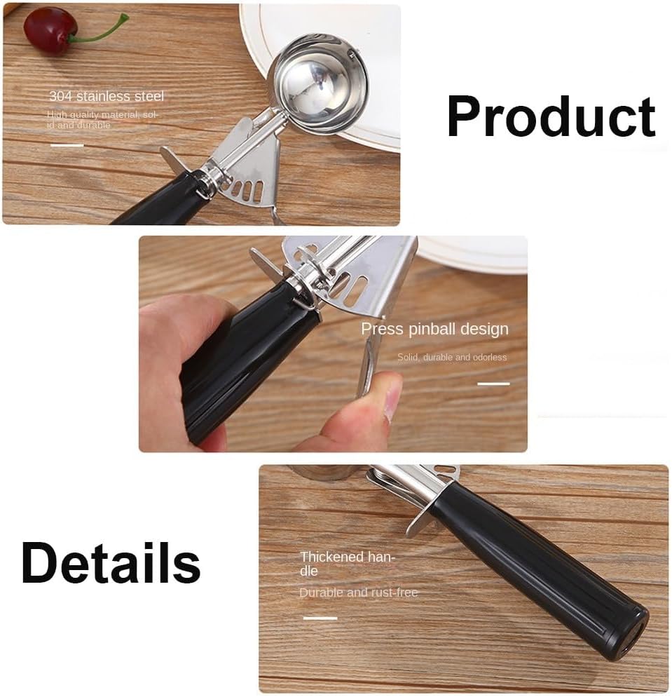 Stainless Steel Portion Scoop with Comfort Handle,Easy to Clean,Ice Cream Disher with Trigger Release,Cookie Scoop for Portion Control,Half Cup for Cookie Dough
