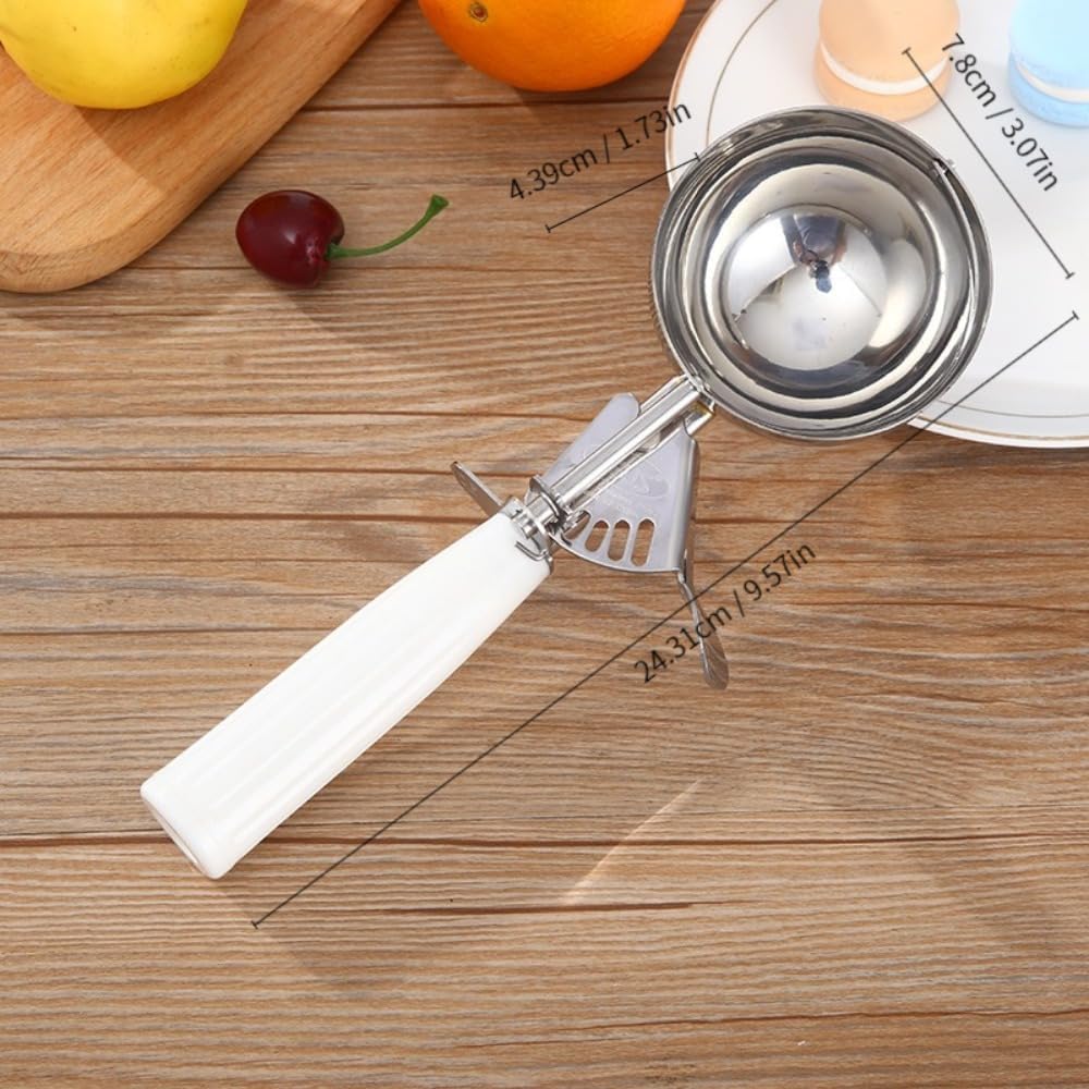 Stainless Steel Portion Scoop with Comfort Handle,Easy to Clean,Ice Cream Disher with Trigger Release,Cookie Scoop for Portion Control,Half Cup for Cookie Dough