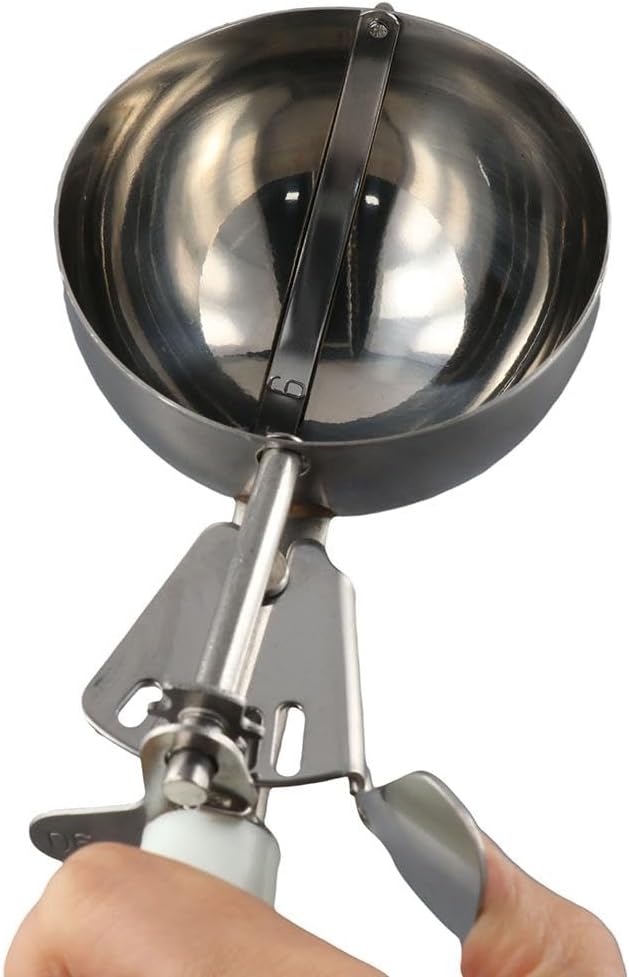 Stainless Steel Portion Scoop with Comfort Handle,Easy to Clean,Ice Cream Disher with Trigger Release,Cookie Scoop for Portion Control,Half Cup for Cookie Dough