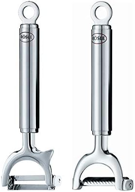 Rösle Stainless Steel Peelers Set: Julienne Peeler 6.6-Inch, Swivel Peeler crosswise 6.8-Inch