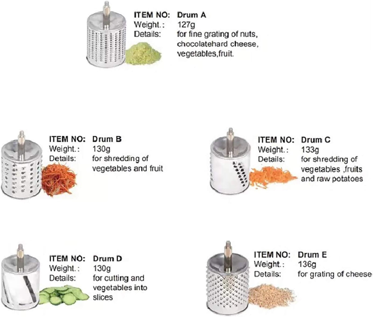 kitchen Grater, Rotary Cheese Grater with Interchangeable Round Stainless Steel Blades for Fruits, Vegetables and Nuts