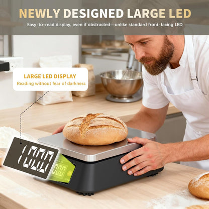 Kitchen Scales Digital Weight Grams and Ounces, KF-H8U Food Scale for Bakers, Candle and Soap Making, Baking Scale with Stainless Steel Large Platform, 22lb, 3*AA Batteries and AC Power Adapter