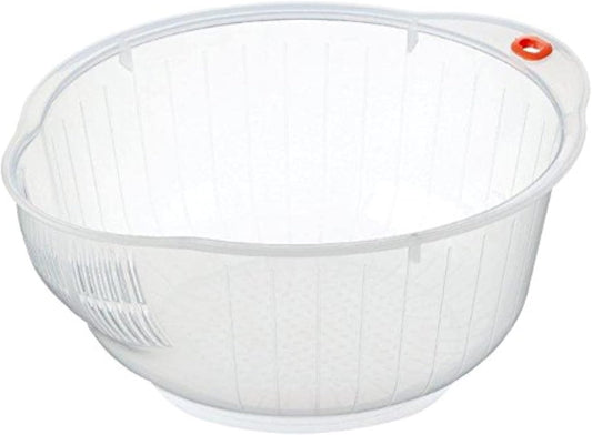 Plastic Japanese Rice Washing Bowl with Strainer, 2 quart
