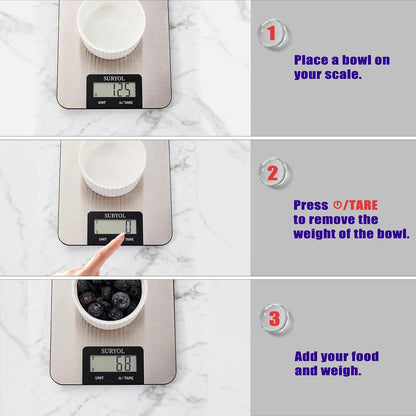 Food Kitchen Scale High-Precision Digital Scale Accurate Weighing for Baking & Cooking Enthusiasts(Silvery & Grayish Green)