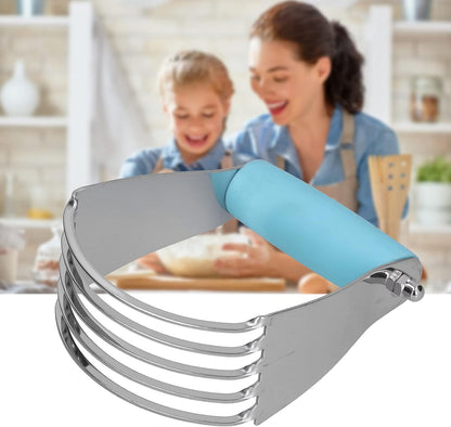 Tool Professional Stainless Steel Dough Blender & Pastry Cutter - Heavy Duty Tool with Ergonomic Handle for Bakers (Wood Color)