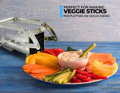 2-Blade French Fry Cutter - Stainless Steel Potato Slicer, Non-Slip Suction | Fry Cutter with Special Anti-Slip Suction Lock Technology, Compact French Fry Maker for Steak Fries and Thin Fries