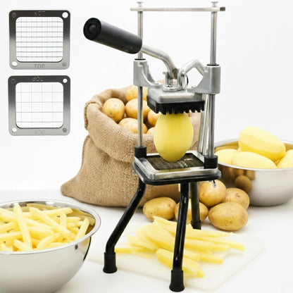 2-Blade French Fry Cutter - Stainless Steel Potato Slicer, Non-Slip Suction | Fry Cutter with Special Anti-Slip Suction Lock Technology, Compact French Fry Maker for Steak Fries and Thin Fries