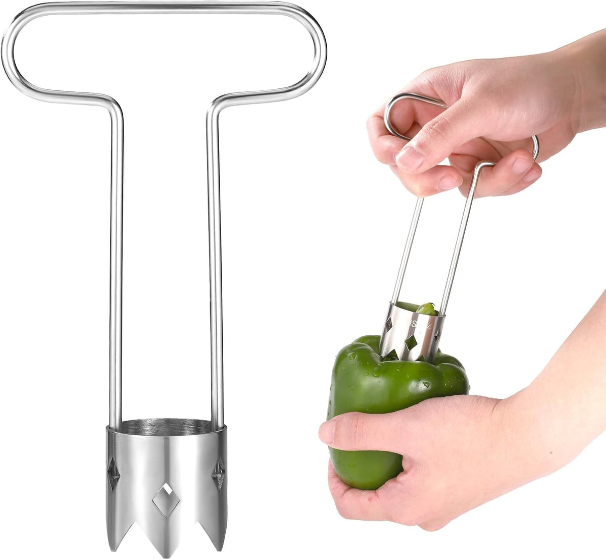 Red Bell Pepper Seed Corer, T Shaped Vegetable and Fruit Corer