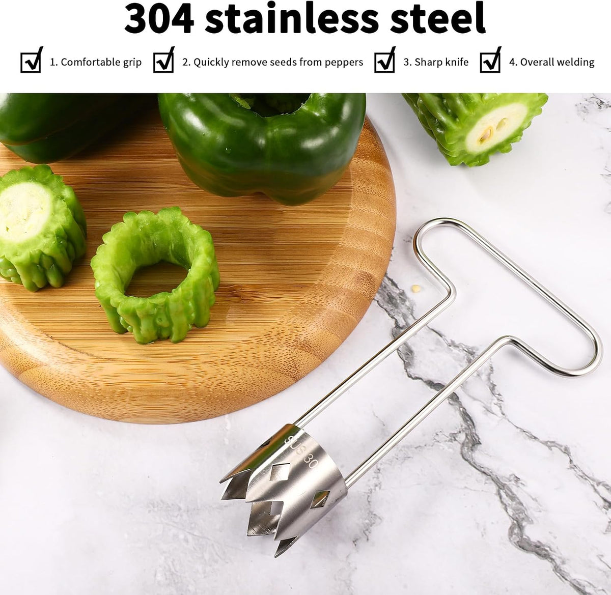Red Bell Pepper Seed Corer, T Shaped Vegetable and Fruit Corer