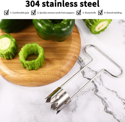 Red Bell Pepper Seed Corer, T Shaped Vegetable and Fruit Corer