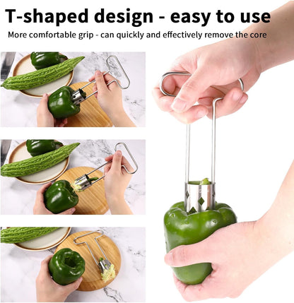 Red Bell Pepper Seed Corer, T Shaped Vegetable and Fruit Corer