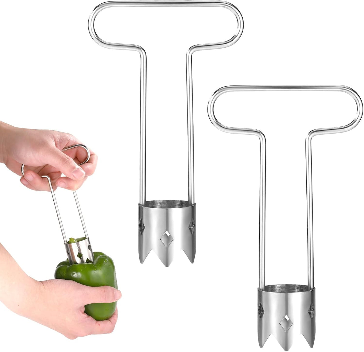 Red Bell Pepper Seed Corer, T Shaped Vegetable and Fruit Corer