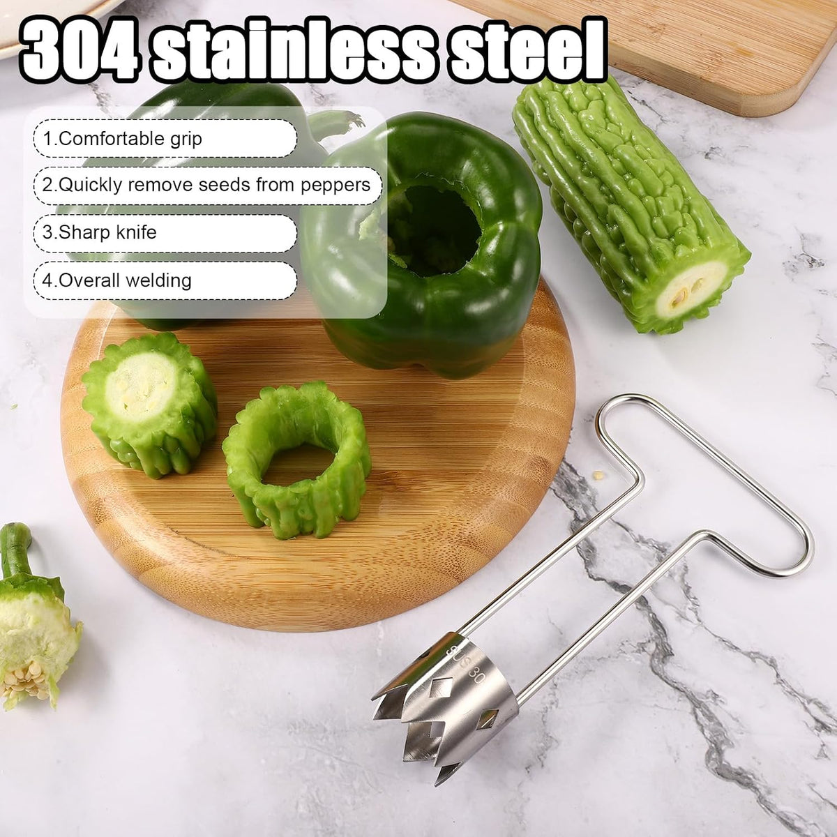 Red Bell Pepper Seed Corer, T Shaped Vegetable and Fruit Corer