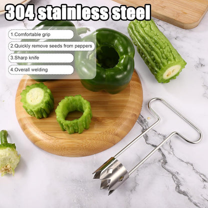 Red Bell Pepper Seed Corer, T Shaped Vegetable and Fruit Corer