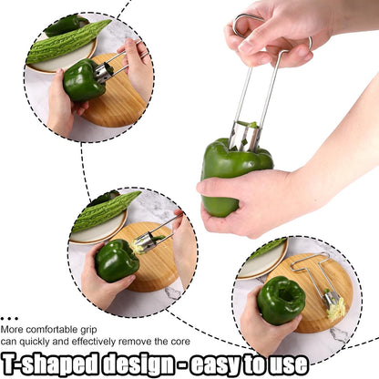 Red Bell Pepper Seed Corer, T Shaped Vegetable and Fruit Corer