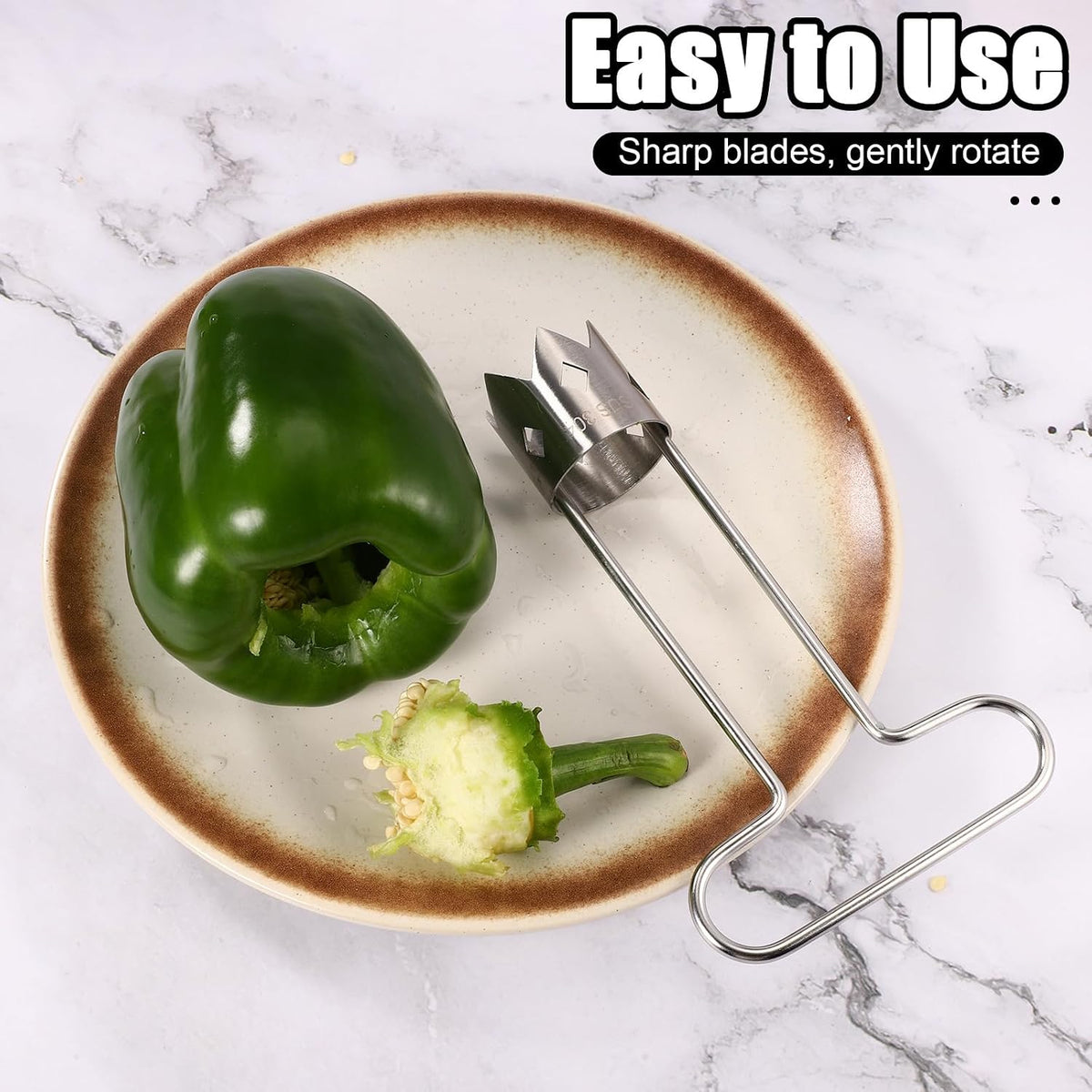 Red Bell Pepper Seed Corer, T Shaped Vegetable and Fruit Corer