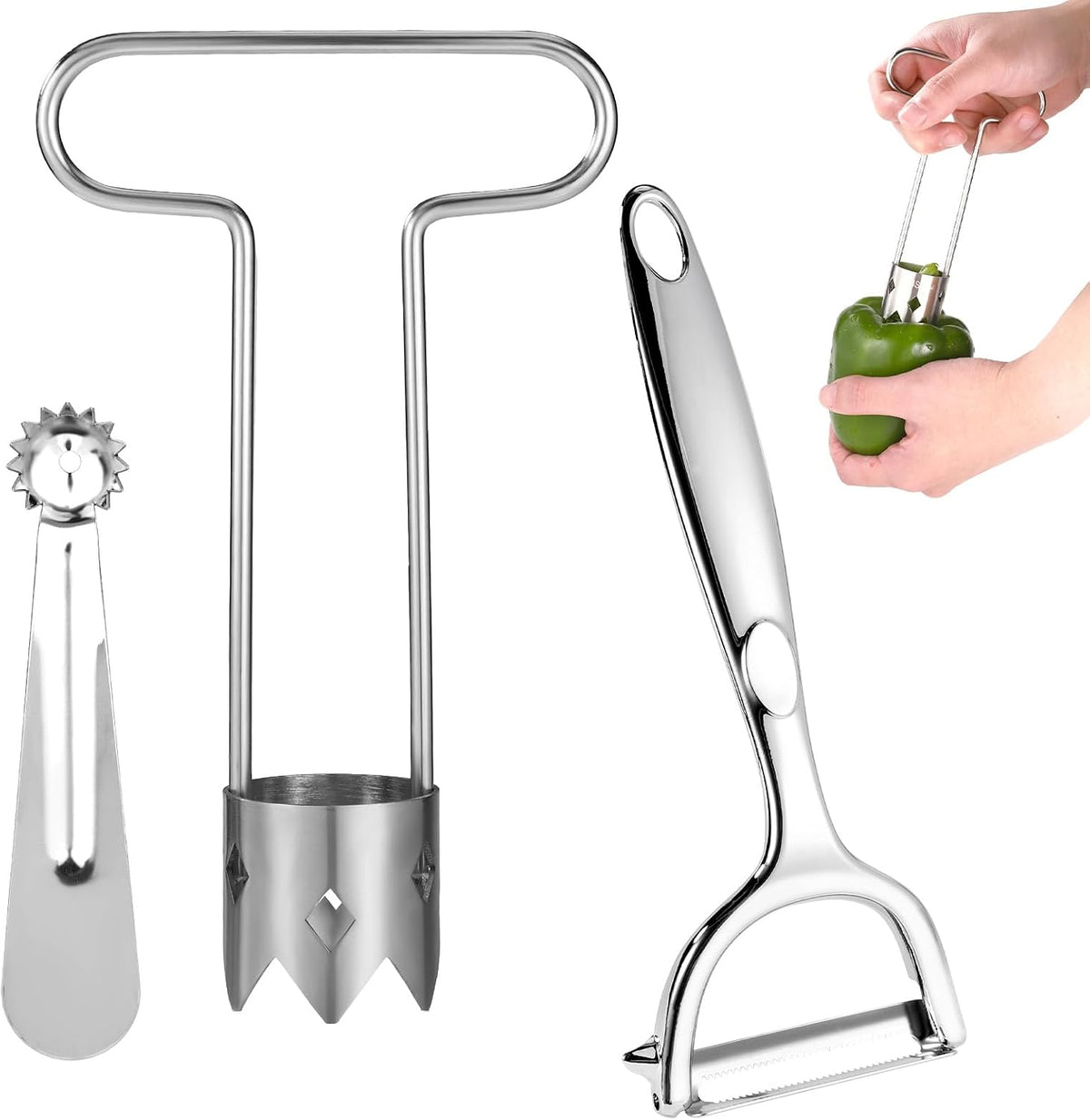 Red Bell Pepper Seed Corer, T Shaped Vegetable and Fruit Corer