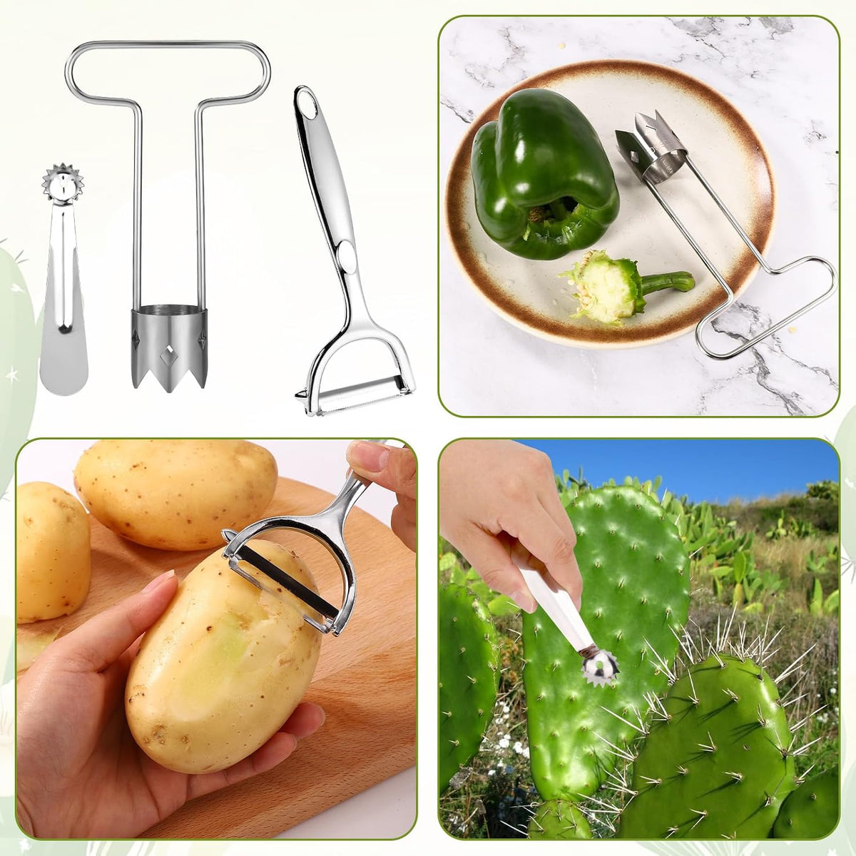 Red Bell Pepper Seed Corer, T Shaped Vegetable and Fruit Corer