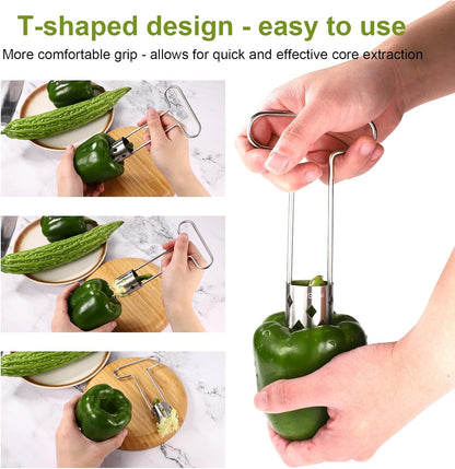 Red Bell Pepper Seed Corer, T Shaped Vegetable and Fruit Corer