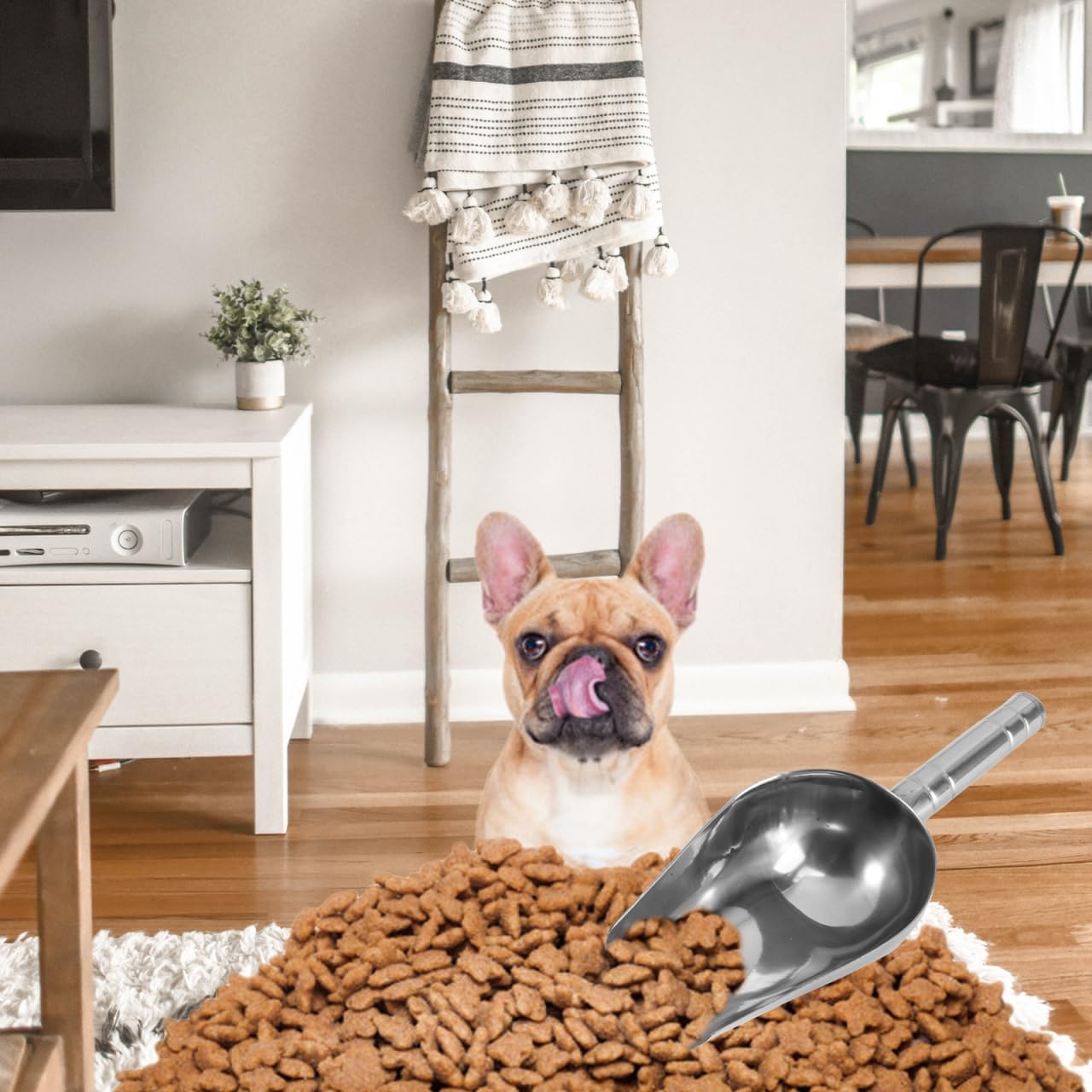 2-Pack Stainless Steel Dog Food Scoop 1-Cup Pet Food Scoop for Dry Kibble Nuts Flour Beans Candy Thin-Edge Shovel for Easy Serving 9.05 X 3.34 X 3.54 in