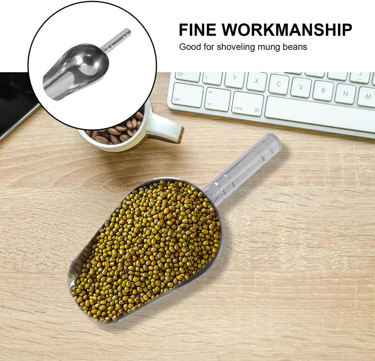 2-Pack Stainless Steel Dog Food Scoop 1-Cup Pet Food Scoop for Dry Kibble Nuts Flour Beans Candy Thin-Edge Shovel for Easy Serving 9.05 X 3.34 X 3.54 in