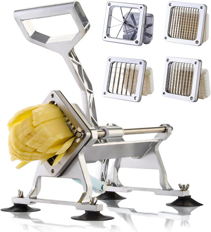 Commercial Vegetable Chopper Potato Dicer & Fruit Slicer, Stainless Steel French Fry Cutter with 3 Replacement Blades(1/2 Inch, 3/8 Inch and 1/4 Inch Blades) for Restaurants & Home Kitchen