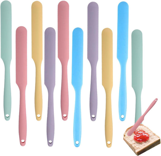 Silicone Jar Spatulas 10 Pcs Long Handle Non Stick Mixing Small Scrapers