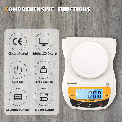 Digital Lab Scale 600g x 0.01g Precision Electronic Scale LCD Display Analytical Balance Jewelry Scale Scientific Scale 0.01g Accuracy