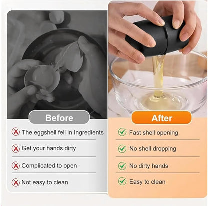 Egg Cracker Tool for Raw Eggs, Egg Shell Opener with Stainless Steel Cutter, Clean Cut Kitchen Gadget for Cooking, Baking & Meal Prep