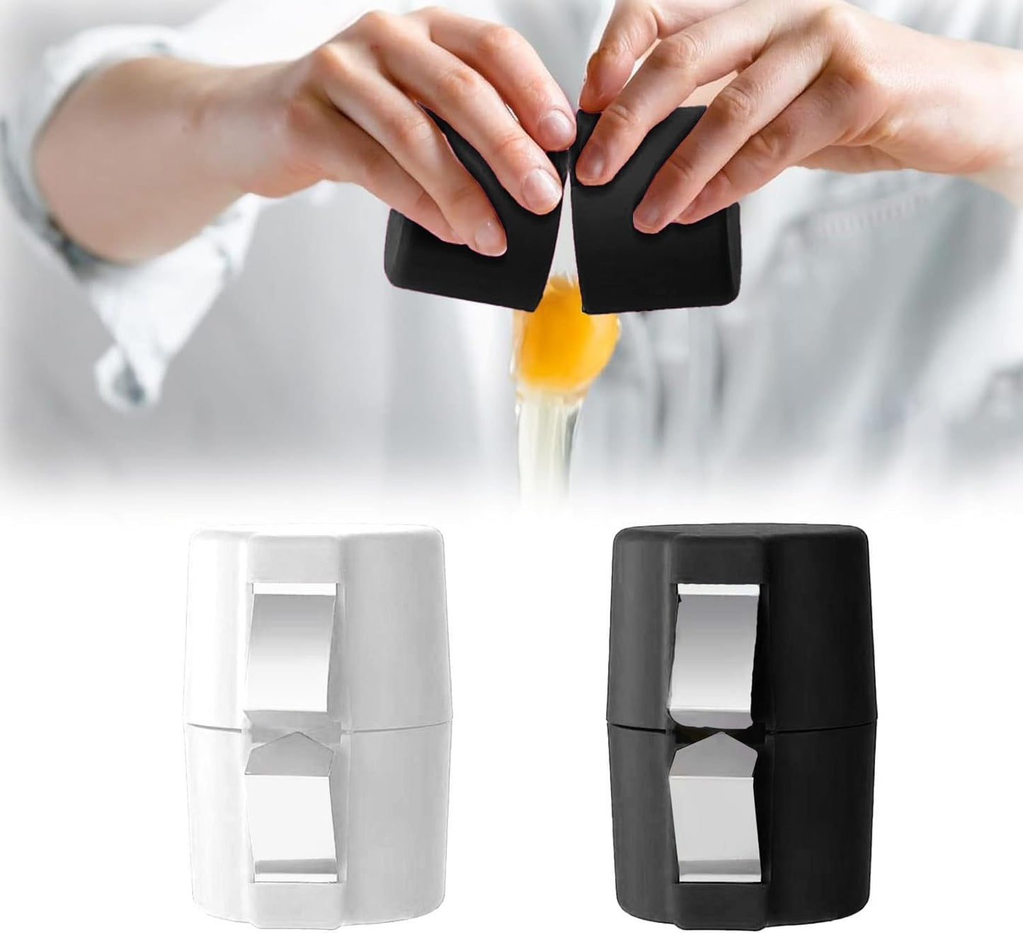 Egg Cracker Tool for Raw Eggs, Egg Shell Opener with Stainless Steel Cutter, Clean Cut Kitchen Gadget for Cooking, Baking & Meal Prep
