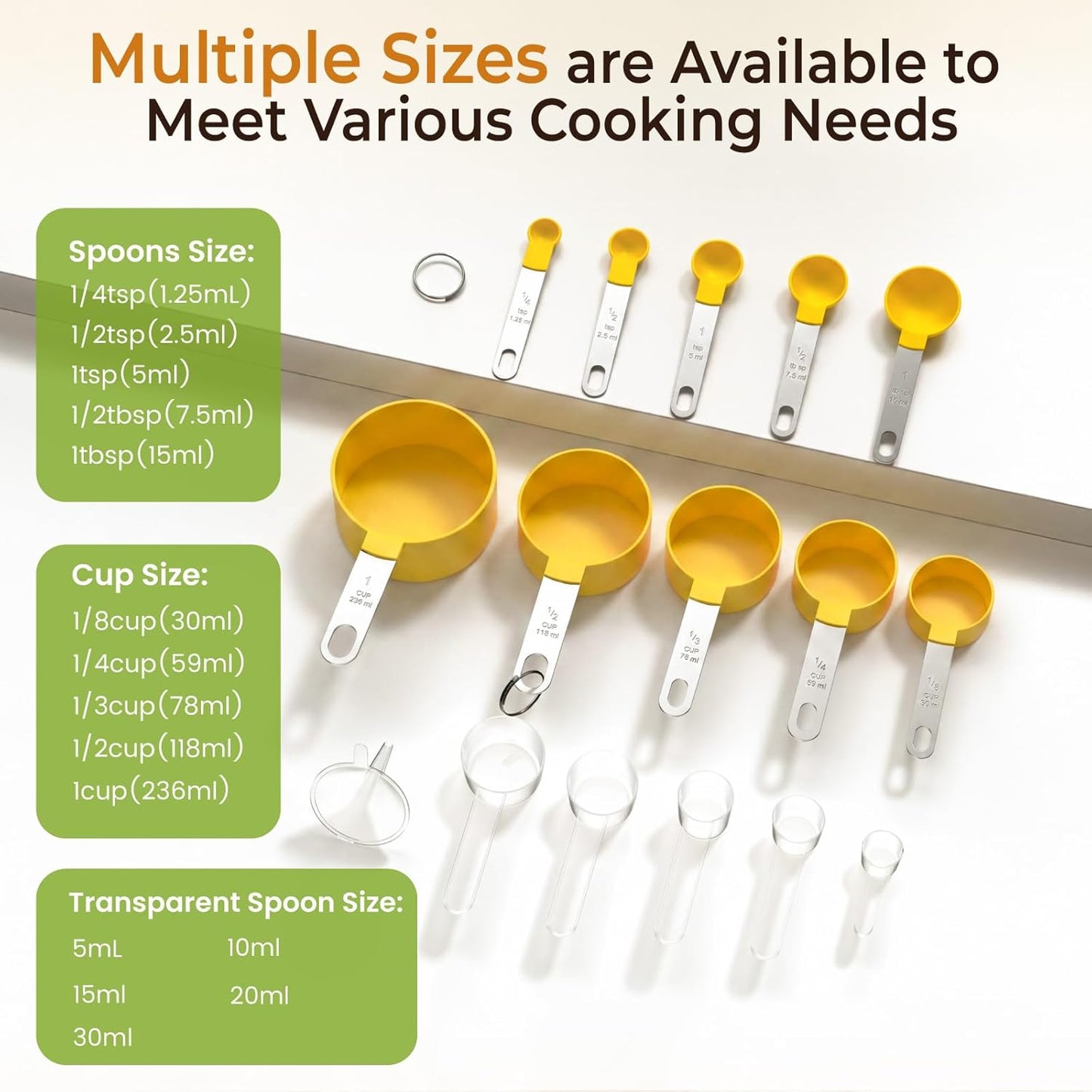 16PCS Measuring Cups and Spoons Set, Measuring Spoon Set with Metric and US Measurements, Fits for Measuring Dry and Liquid - Black