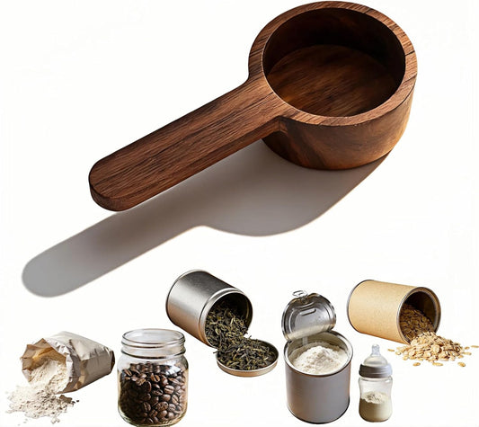Black Walnut Wood Coffee Scoop, Measuring Spoon for Coffee Beans, Tea, Flour and Oats, Natural Texture, 3.86 Inch