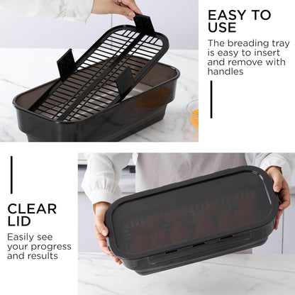 Collapsible Batter Bowl - Mess Free Breading Shaker Container - Great for Fried Fish, Fried Chicken, Onion Rings, Wings & More, Black